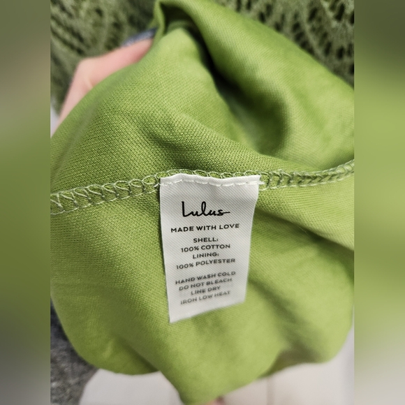 NWT LULUS Green Crotchet Dress - Picture 6 of 9